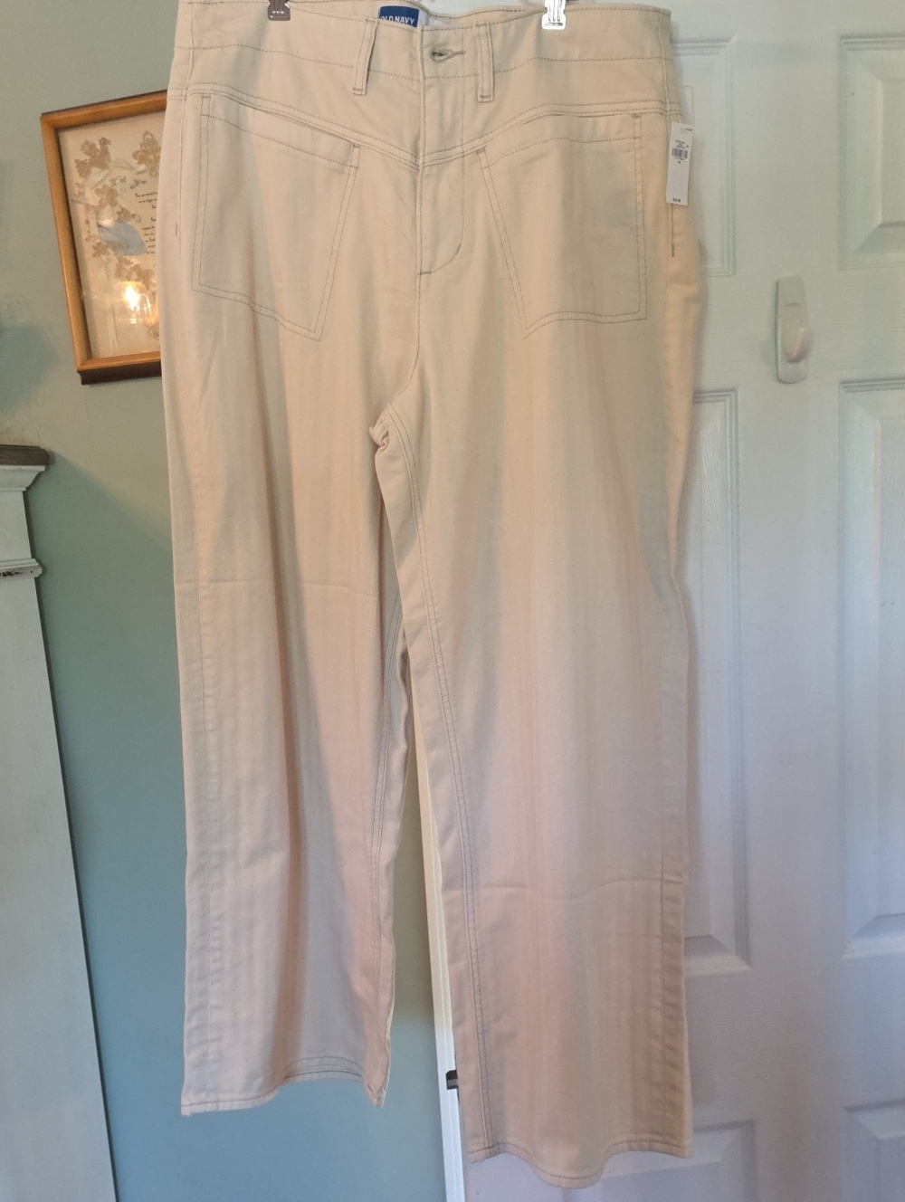 NWT Old Navy High-Rise Baggy Wide-Leg Utility Jeans Beige Tan Size 16